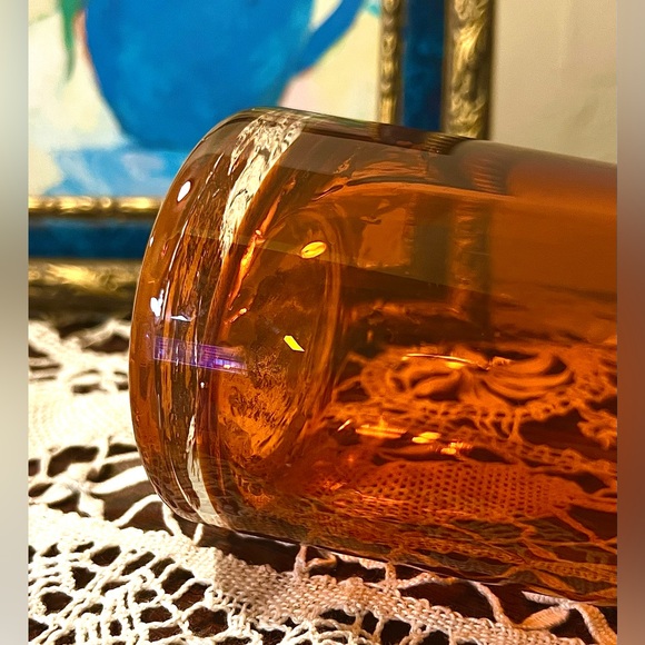 Vintage Permission Dark Orange Hand Blown  Skinny Swung Bud Vase 10” - Picture 3 of 10